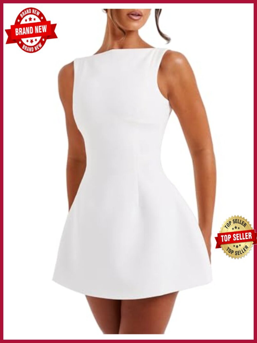 Sleeveless Mock Neck Mini A-line Dress